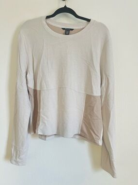 Victoria's Secret Light Beige Layered Long-Sleeve Top with Tan Panels